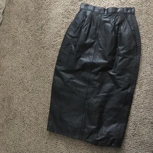 Leather high waisted pencil skirt